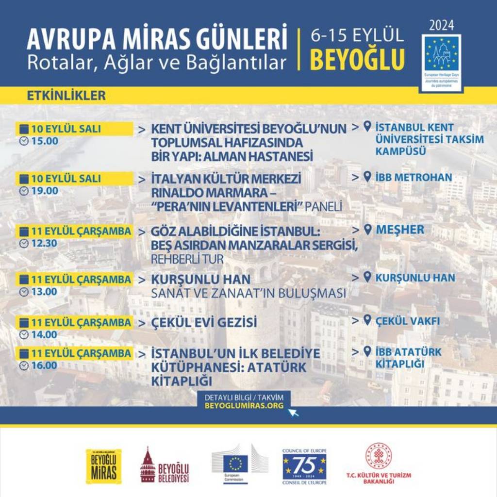 Beyoğlu Belediyesi Avrupa Miras Günleri'nde 28 Etkinlik ile Mirası Keşfedin!