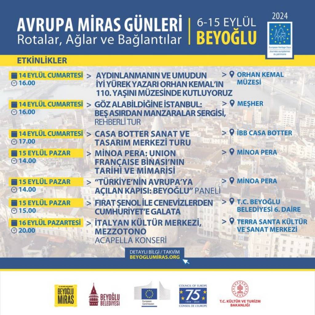 Beyoğlu Belediyesi Avrupa Miras Günleri'nde 28 Etkinlik ile Mirası Keşfedin!